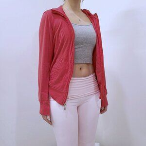 Hanes Pink Cotton Y2k Vintage Yoga Track Zip-Up